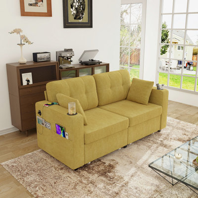 Sofas Couch with Storage Space, USB Charging, and Cup Holder for Living Room