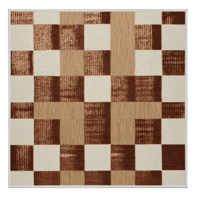 Machine Washable Botanical Brown Area Rug