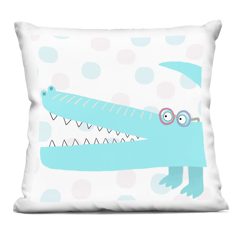 Coussin décoratif imprimé électrique crocodile bleu, design par Carla Daly, 18 x 7 x 18