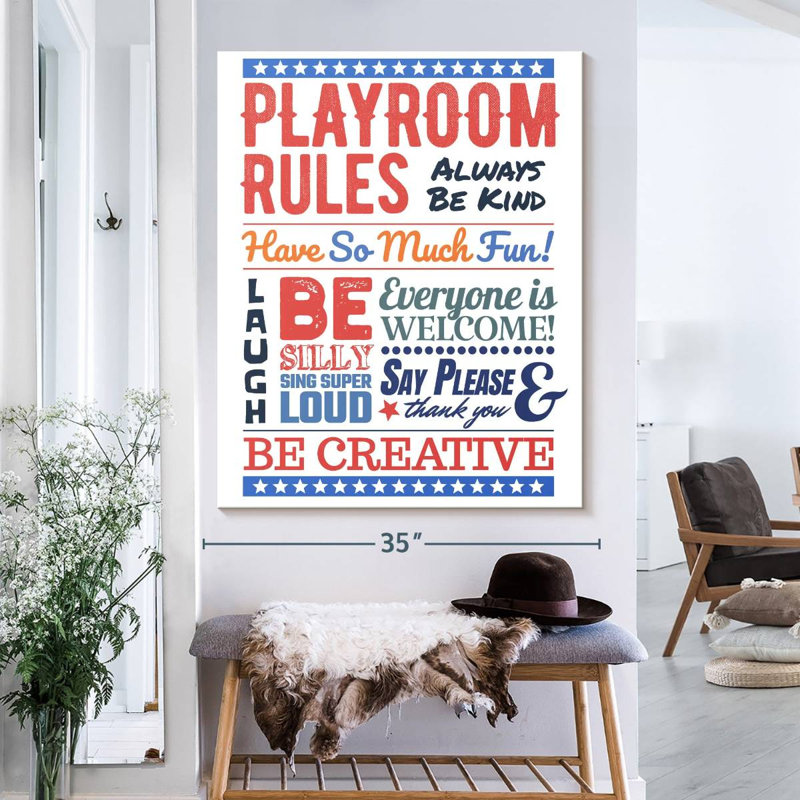 " Playroom Rules " by HomeyNotes Studio, 40" H x 32" W x 1.25" D