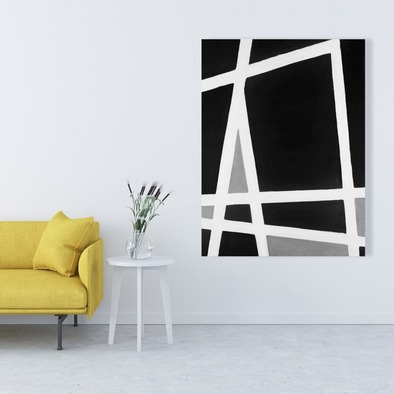Toile de formes abstraites noires et blanches | Décoration de salon moderne