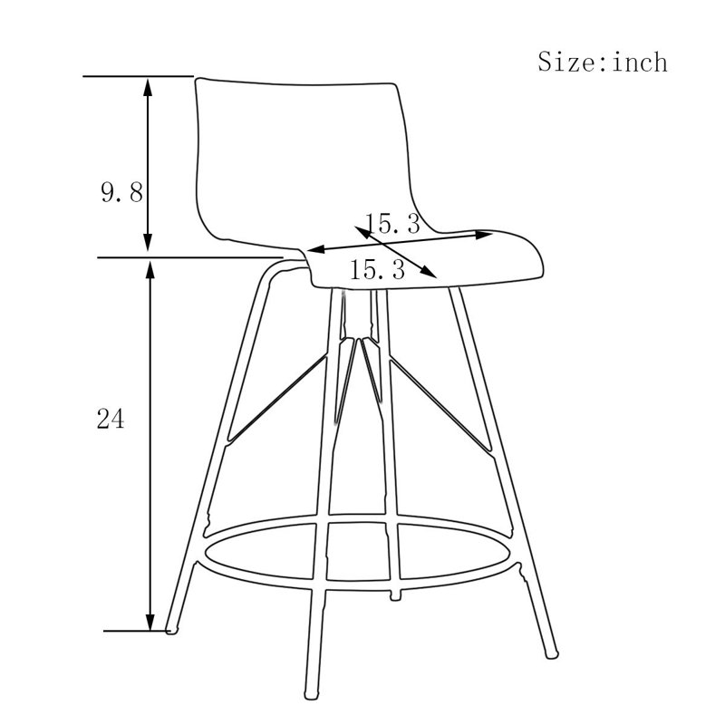 Tabouret de bar et de comptoir Brettly, Noir, noir, noir, noir, Tabouret de bar (siège d’une hauteur de 30 po)