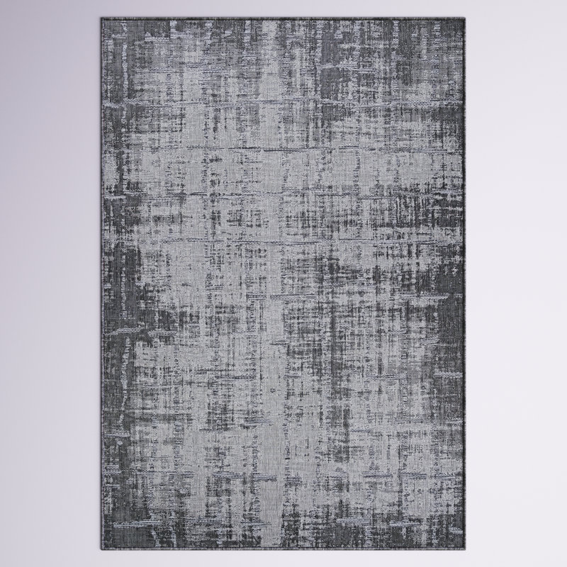 Tapis intérieur gris anthracite abstrait L chariot, Rectangle 6 pi 6 po x 9 pi 6 po