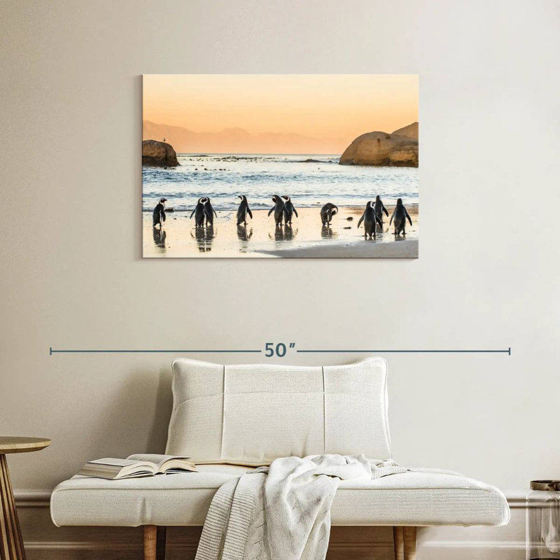 Brampt Penguins On The Shore, 24'' H X 36'' W
