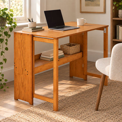 Bureau pliant en bambou peu encombrant et table d'étude pour appartement ou bureau à domicile