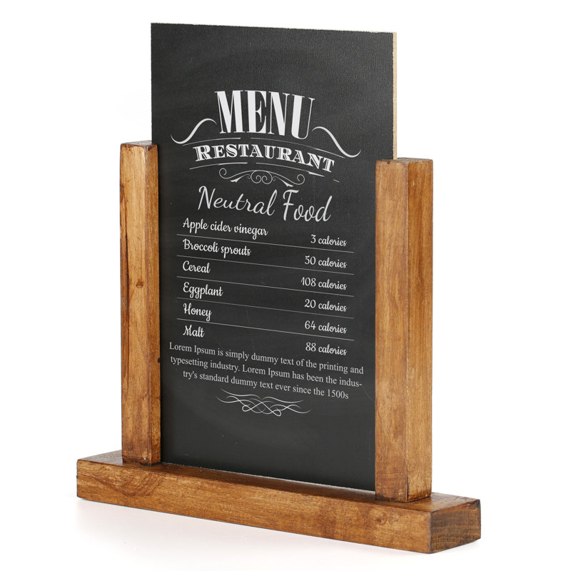MT Displays No Slate Freestanding Wood Chalkboard, 7.09" H x 8.66" W, Dark Wood