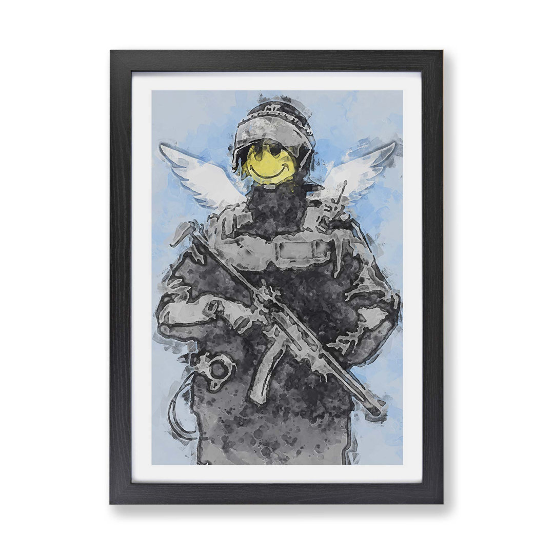 Smiley Policeman by Banksy - Framed Print