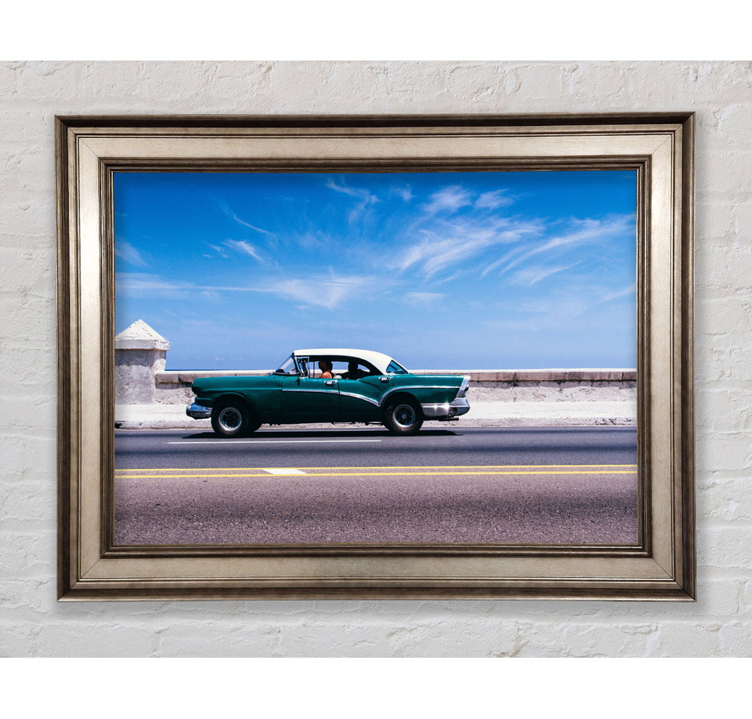 Classic Car Down The Highway - Einzelne Bilderrahmen Kunstdrucke