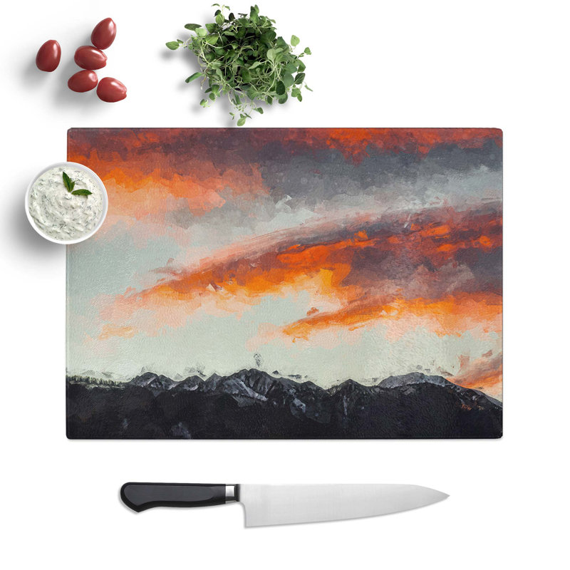 Tempered Glass Covered with Clouds Chopping Board, 39 cm W x 28.5 cm L