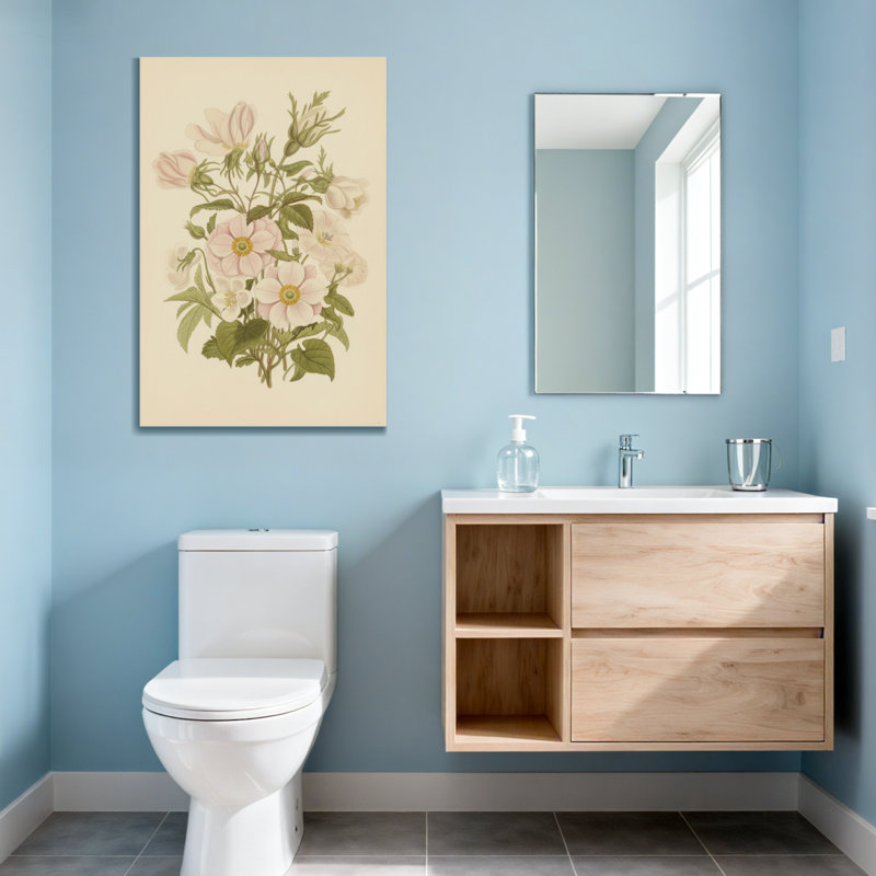 Plantes et fleurs délicates fleurs roses avec feuilles vertes, H 18 po x l 12 po