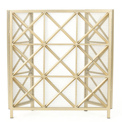 Fireplace Secure Defense Barrier Screen - Iron 3, X , Rose Gold/Black/Gold, 29.64"X47.8"X14 Protection Style,