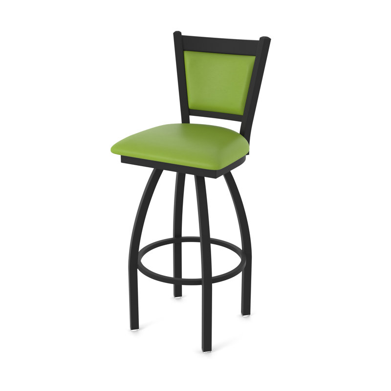 Tabouret pivotant Hadleigh, Noir froissé, Vinyle - vert kiwi Canter, Tabouret de bar (siège d’une hauteur de 30 po)