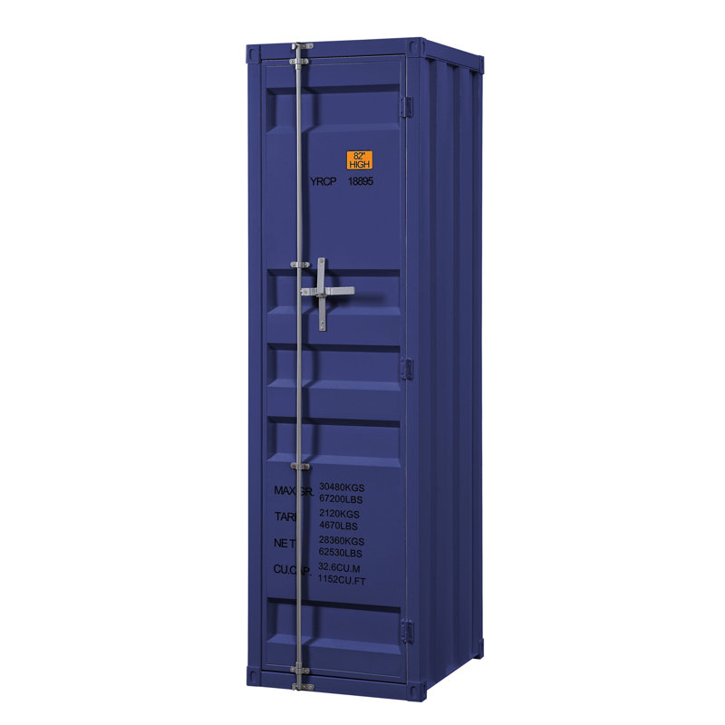 Blue Wardrobe With Full-Length Container Lock, Bleu, H 67,5 po x l 20,5 po x P 22,5 po