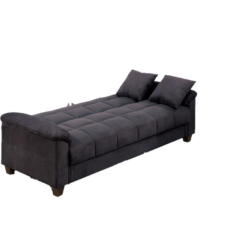 Brooklington 87'' Pillow Top Arm Sofa, Ebony Microfiber/Microsuede