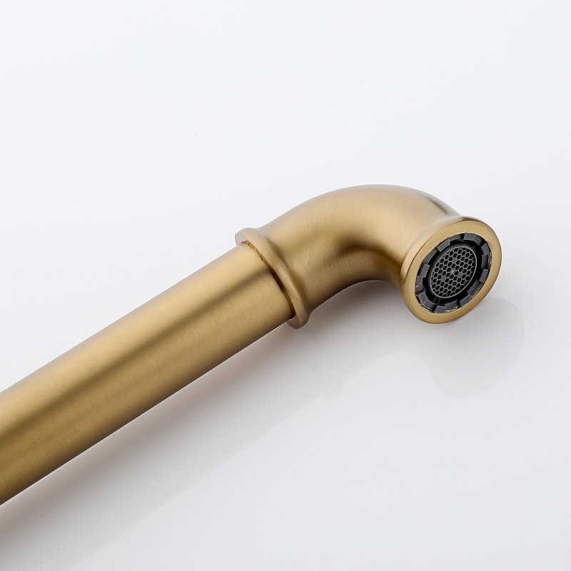 Two Cross Wall Bathroom Faucet,9.53" Solid Brass Wall Mounted Single Handle Sink Faucet, Brushed Gold