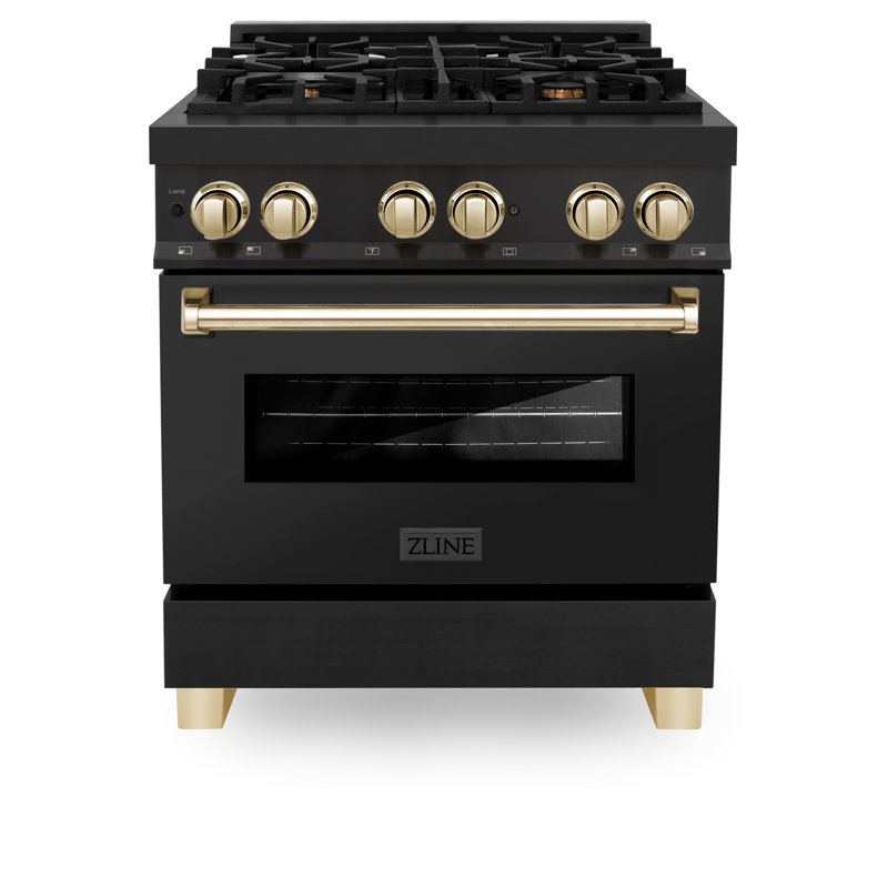 ZLINE Autograph 30" Legacy Dual Fuel Range, Gold Black Stainless Steel