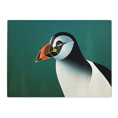Exceptional Puffin Bird  Glass Chopping Board