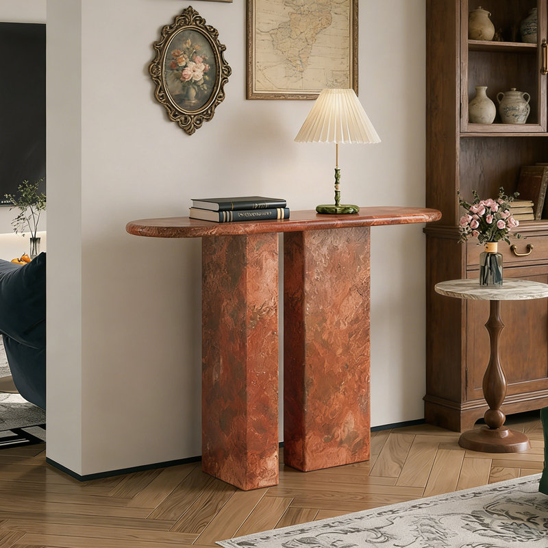 Console à conception elliptique tendance, H 33,46 po x l 47,24 po x P 13,78 po, Brun-roux