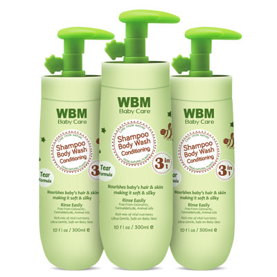 3 in 1 Shampoo, Body Wash and Conditioner, Gentle for Baby, Plant Based Ingredients with Tear Free Formula Bathroom Accessory Set