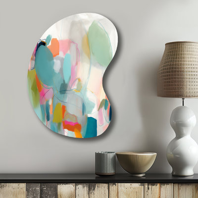 «Rose Blue Minimalims Fludity IV - Unique Shape Abstract Minimalisme», reproduction d'art asymétrique