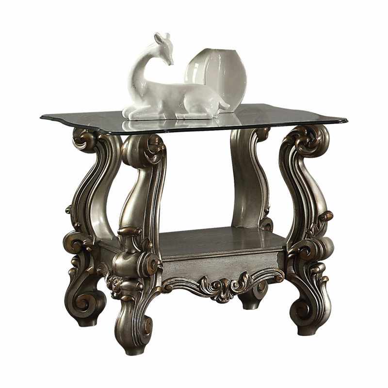 Table de bout en verre avec rangement