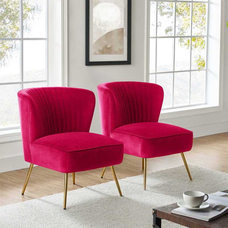 Fauteuil d'appoint Euclid, Velours fuchsia