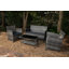 Patio Sense Wicker 4 pc Conversation Sofa, Two Armchairs & Table Cushions Included-Storm Grey Finish