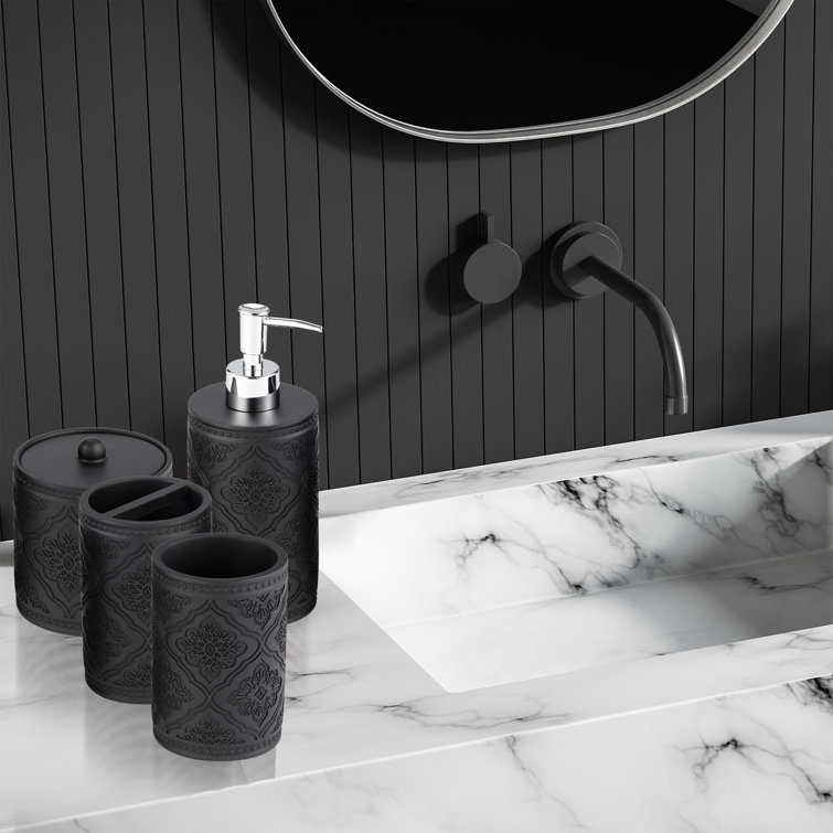 Bathroom Accessories Set 4-Pieces Resin Gift Set Apartment Necessities  Silver