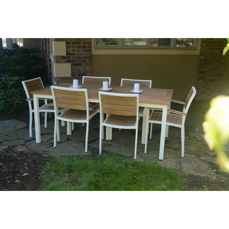 SoHo Teak Aluminum Outdoor Stacking Sidechair, White
