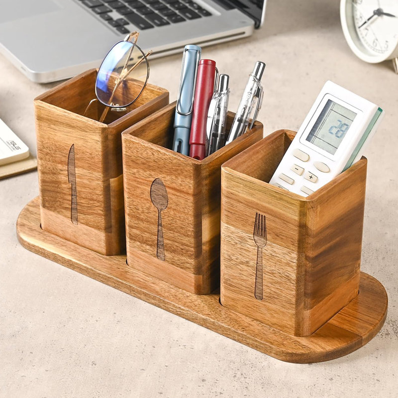 Silverware Tray Cutlery Organizer with Tray, Acacia