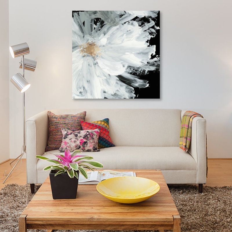 «Peony», reproduction sur toile, H 12 po x l 12 po x P 0,75 po, Pas de tapis, Toile tendue