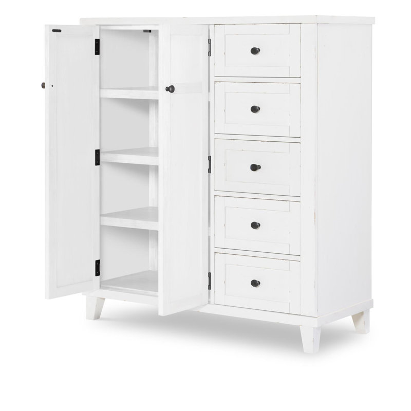 XXX's and OOO's Door/Drawer Chest (2 Doors, 2 ADJ Shelves, 2 Fixed Shelves, 5 Drawers, Jewelry Tray in Third Drawer)
