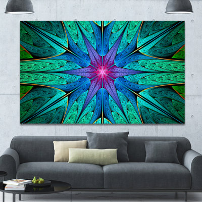 " Turquoise Star Fractal Stained Glass "