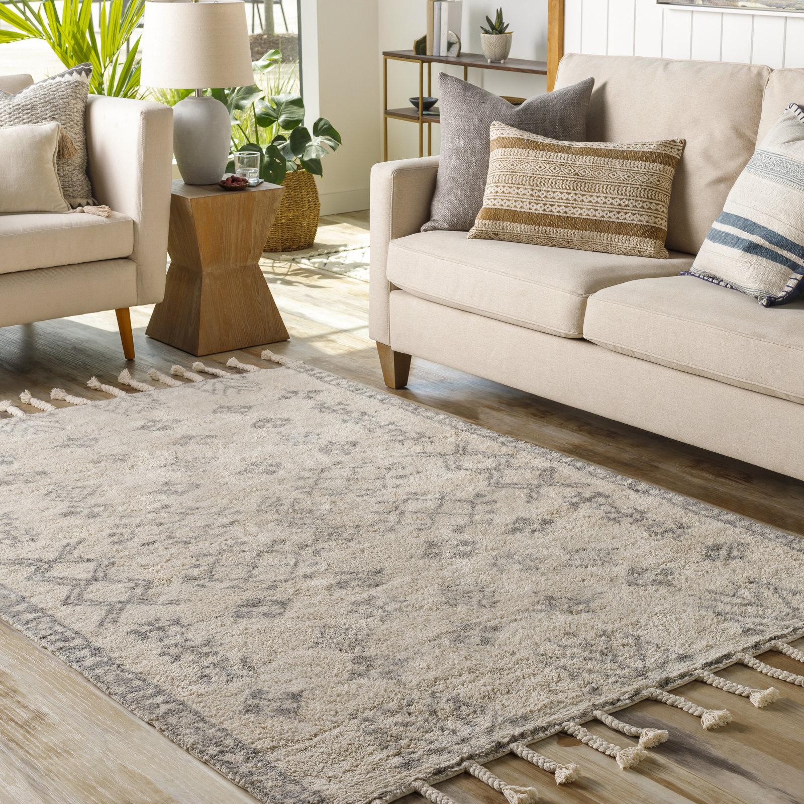 Vannie Hand-Woven Ivory Moroccan Rug, Rectangle 8' x 10'
