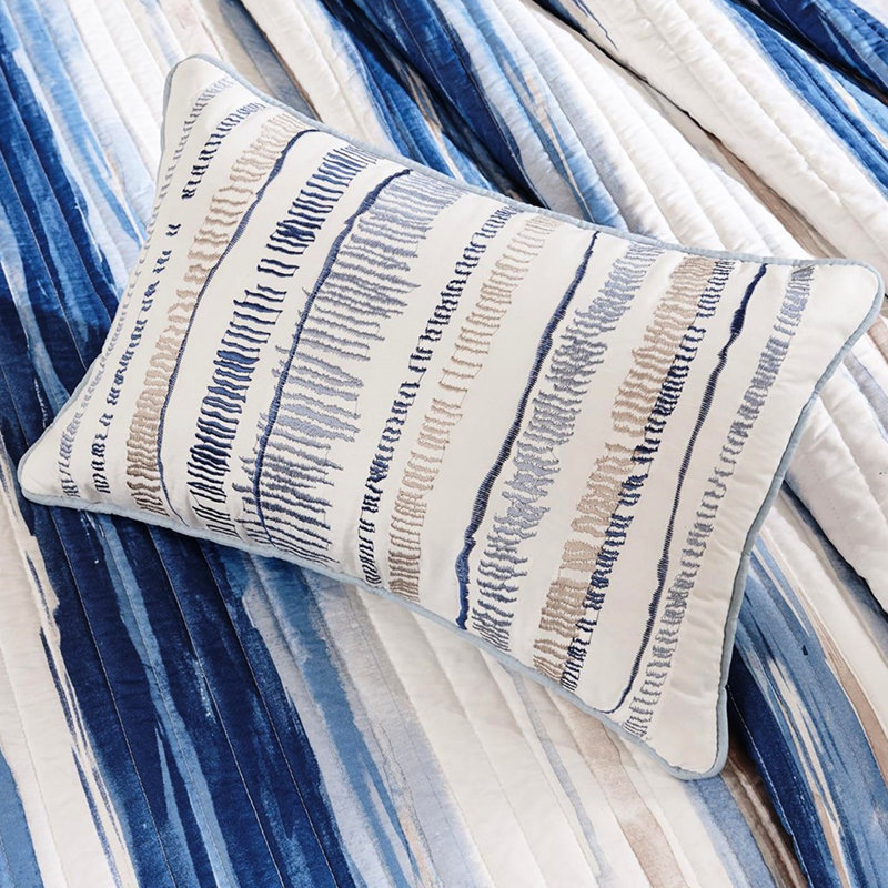6 pièces de courtepointe imprimée - très grands / très grands coussins d'aquarelle bleu pour ensemble de coussins, Blue