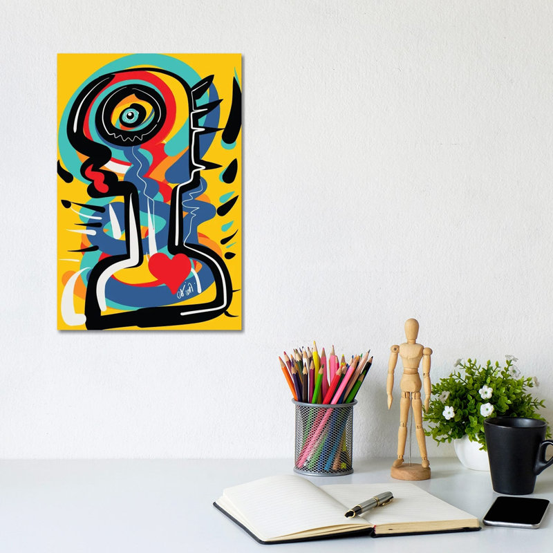 Heart Yellow Totem 1 Piece Wrapped Canvas Wall Art, 20.32 cm H x 30.48 cm W