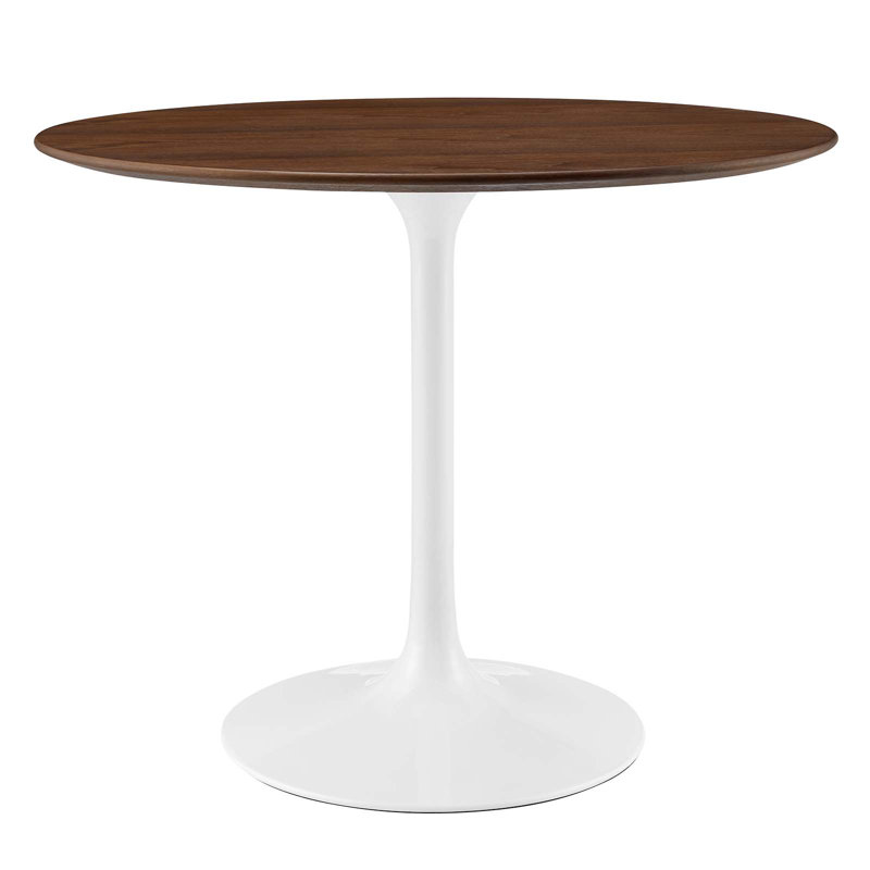 Mid-Century Modern Round Walnut and White Dining Table