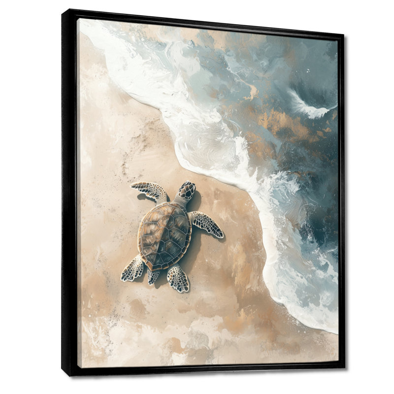 «Cordts Baby Turtle Trails On The Beach II», art mural tortue, H 20 po x l 12 po, Impression encadrée sans passe-partout