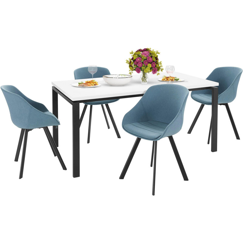 Tiano Metal Base Dining Table, H75 x L160 x W90cm, White