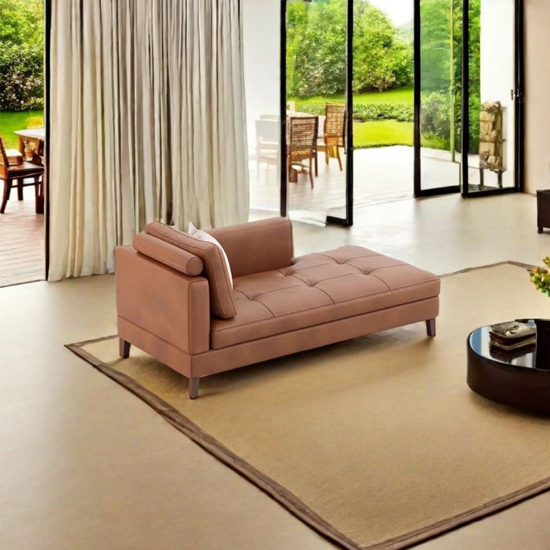 Chaise longue en similicuir Modern Creative Simple Leisure, Accoudoir à gauche (vu de face)