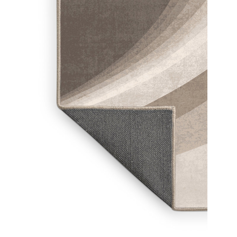 Soft Plush Eiler Minimalist Solid Color Area Rug in Beige – Beige Binding, 7x9