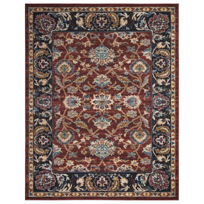 Lyanne Washable Non-Slip Red Area Rug