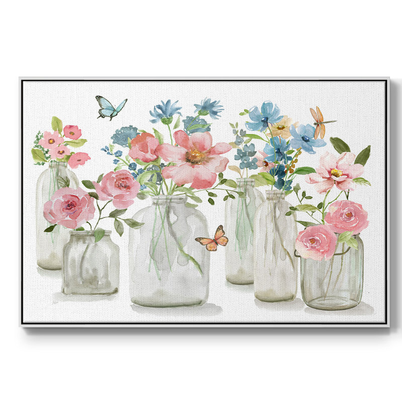 Butterfly Garden Collections, reproduction d'art sur toile, H 25 po x l 37 po x P 2 po, Blanc