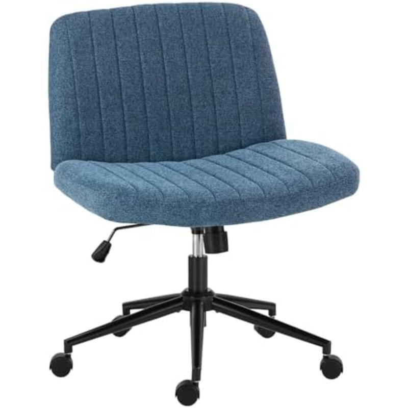 Chaise de bureau Aguilera avec assise large de 66 cm (26 pouces), piètement croisé, sans accoudoirs et à roulettes, Yes