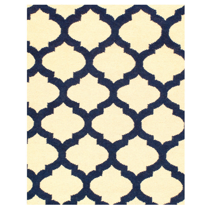 Tapis à main one-of-kind noué la blue/beige 5 pi x 8 po Traverse