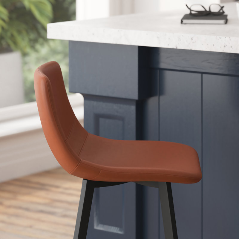 Brandy Upholstered Counter Stool with Metal Frame, Cognac