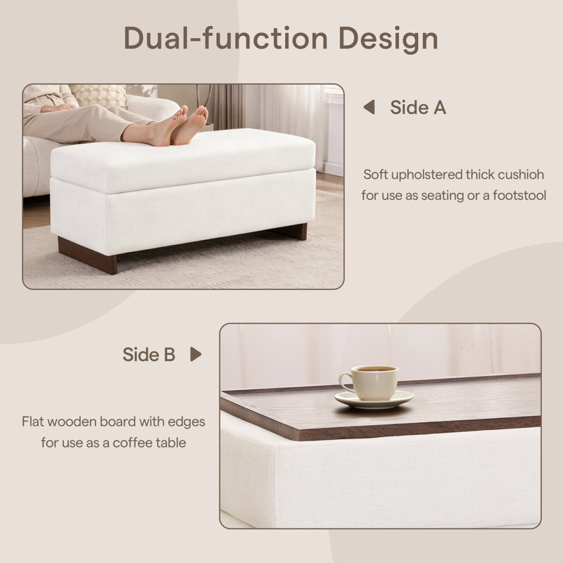 Table basse avec repose-pieds Modern Modern, Beige