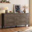 Commode 8 tiroirs Vintage avec pieds fuselés, commode large en bois pour chambre à coucher, salon, entrée, finition bois vieilli, gris-1230642403