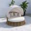 Outdoor Patio Rattan Round Daybed With Retractable Canopy