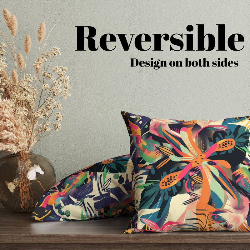 Housse de coussin réversible Floral Maximalist Floral, H 16 po x l 16 po